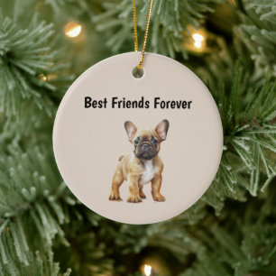Best Friends Forever Frenchie Dog Ceramic Tree Decoration