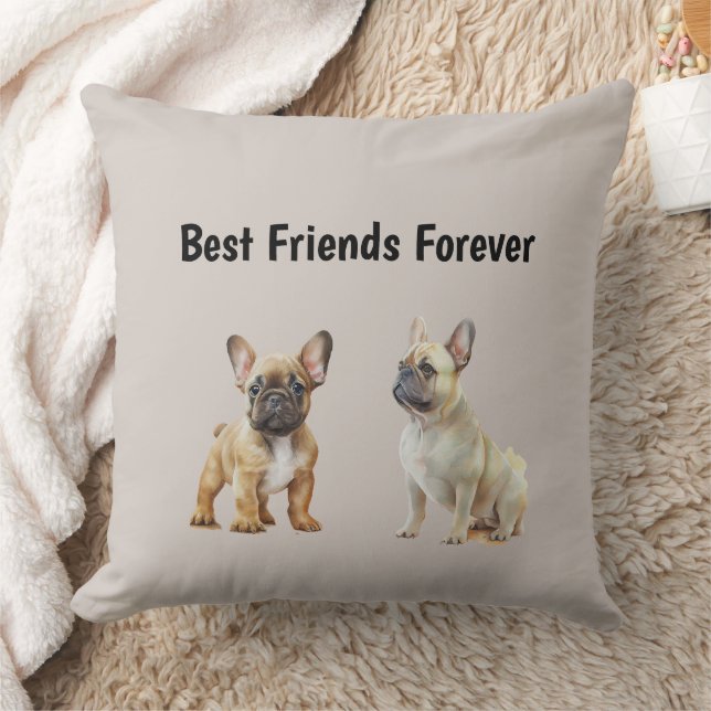 Best Friends Forever Frenchie Dogs Cushion (Blanket)