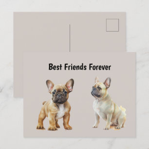 Best Friends Forever Frenchie Dogs Postcard
