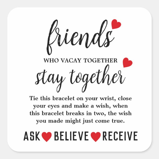 Best Friends Forever Friendship Day Square Sticker (Front)