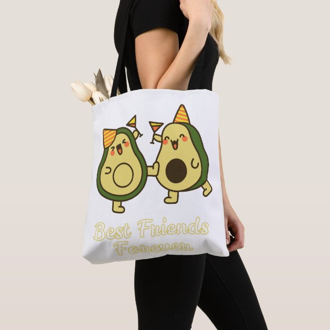 BEST FRIENDS FOREVER, FUNNY AVOCADO, FRIENDS DAY TOTE BAG (Close Up)