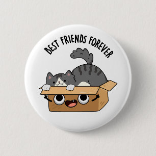 Best Friends Forever Funny Cat And Box Pun  6 Cm Round Badge