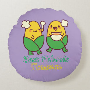 BEST FRIENDS FOREVER, FUNNY, GIFTS, BEST FRIEND ROUND CUSHION