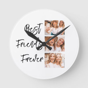 Best Friends Forever Gift Photo Collage Round Clock