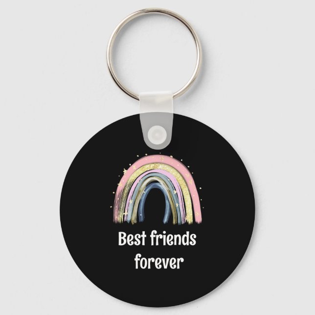 Best friends forever gold rainbow stars  key ring (Front)