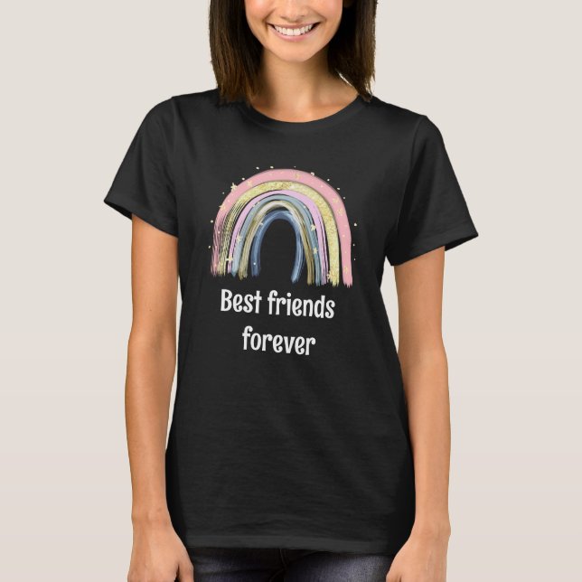 Best friends forever gold rainbow stars  T-Shirt (Front)