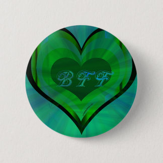 Best Friends Forever Green Heart 6 Cm Round Badge
