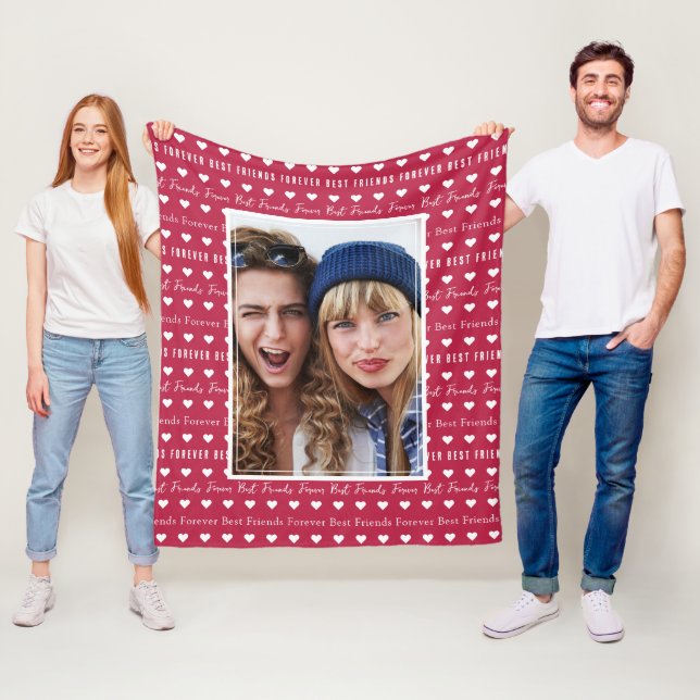 Best Friends Forever Heart Photo Fleece Blanket (In Situ)