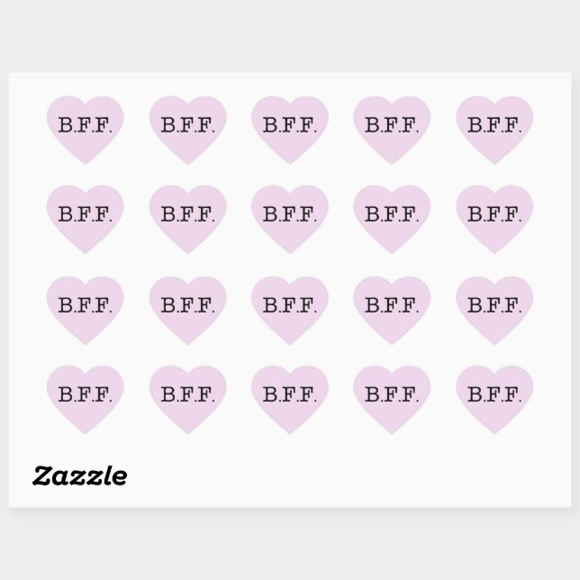 Best Friends Forever Lilac Brackground Heart Sticker (Sheet)