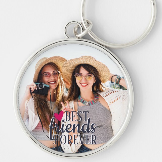 Best friends forever modern BFF photo Keychain (Front)