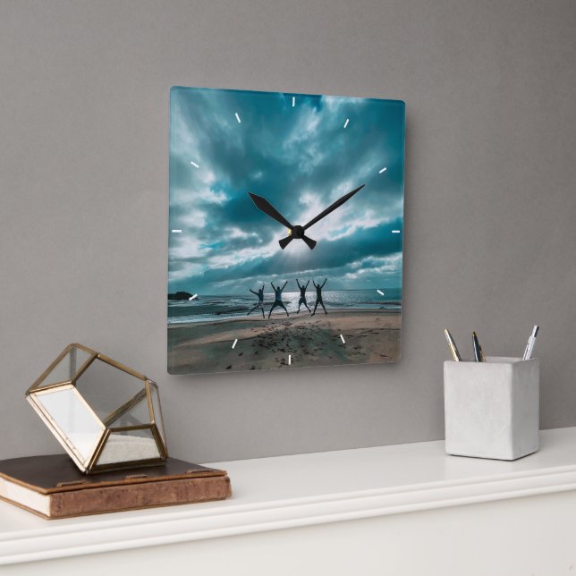 Best friends forever modern BFF photo Square Square Wall Clock (Office)