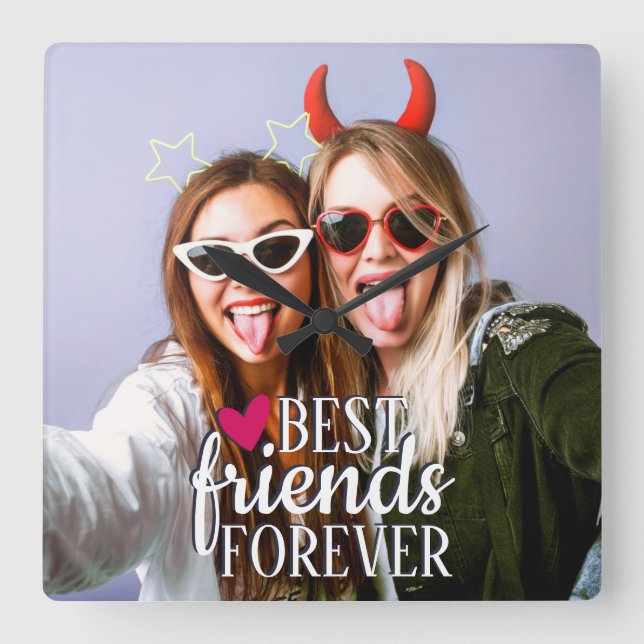 Best friends forever modern BFF photo Square Wall Clock (Front)