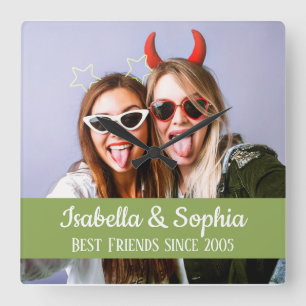 Best friends forever modern BFF photo Square Wall Clock