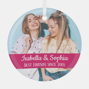 Best friends forever modern BFF photo trendy  Glas Glass Tree Decoration