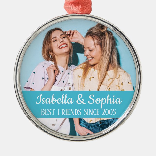 Best friends forever modern BFF photo trendy Metal Tree Decoration (Front)