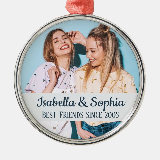 Best friends forever modern BFF photo trendy Metal Tree Decoration (Front)