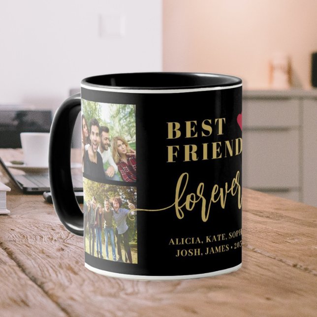 Best friends forever modern photo collage names mug (Creator Uploaded)