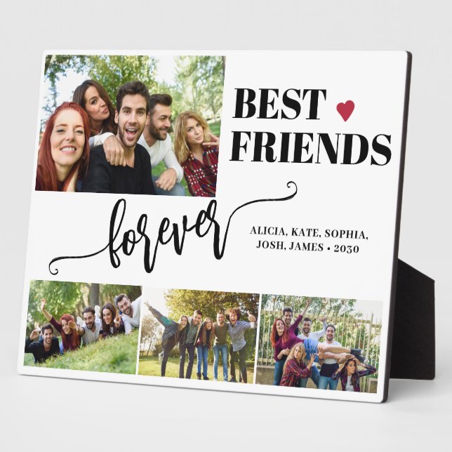 Best friends forever modern photo collage names plaque (Side)