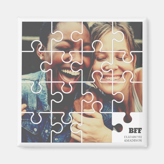 Best Friends Forever Modern Puzzle Gift Magnet (Front)
