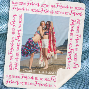 Best Friends Forever Modern Trendy Pink Photo  Sherpa Blanket