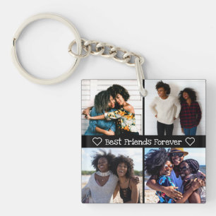 Best Friends Forever Monogram Photo Collage Key Ring