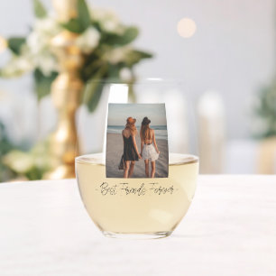 Best Friends Forever One Photo Stemless Wine Glass