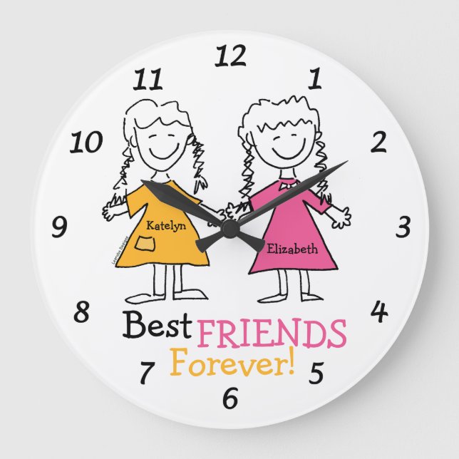 Best Friends Forever Personalised Large Clock (Front)