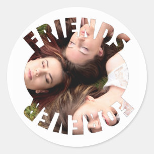 Best friends forever personalised photo classic round sticker