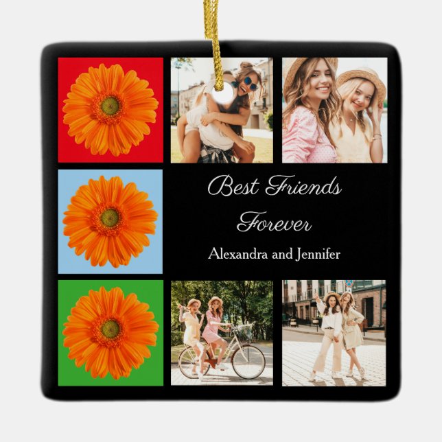 Best friends forever personalised photo collage ceramic ornament (Front)