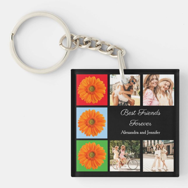 Best friends forever personalised photo collage key ring (Front)