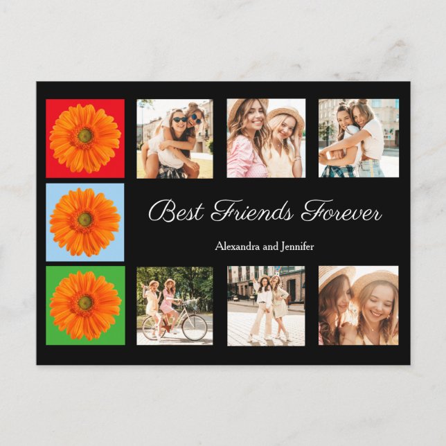 Best friends forever personalised photo collage postcard (Front)