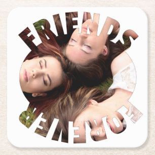 Best friends forever personalised photo square paper coaster