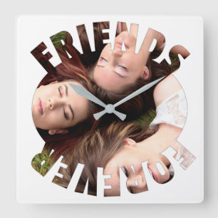 Best friends forever personalised photo  square wall clock