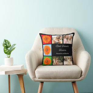 Best friends forever personalized photo collage cushion