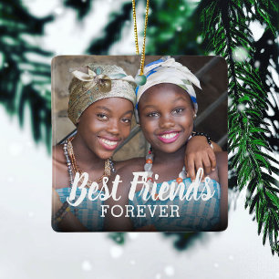 Best Friends Forever Photo   Bestie Christmas Ceramic Ornament