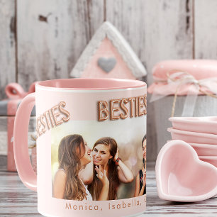 Best friends forever photo blush pink besties BFF Mug