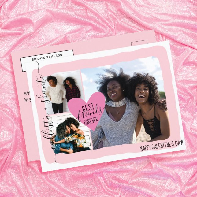 Best Friends Forever Photo Collage Galentine's Day Holiday Postcard (Creator Uploaded)