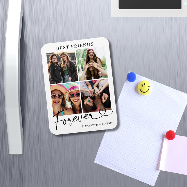 Best Friends Forever Photo Collage Heart Script Magnet (Creator Uploaded)