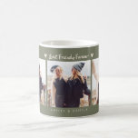 Best Friends Forever Photo Multi Photo Sage Green Coffee Mug<br><div class="desc">Perfect for best friends to gift each other featuring 3 photos with a text that says "best friends forever" with hearts. You can add the names on the bottom. Sage green.</div>