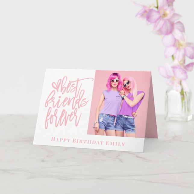 Best Friends Forever Photo Pink happy Birthday Card (Orchid)