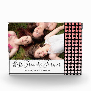 Best Friends Forever Pink Heart Friendship Photo Block