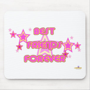 Best Friends Forever Pink Yellow Stars Mouse Mat