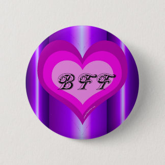 Best friends forever purple heart 6 cm round badge
