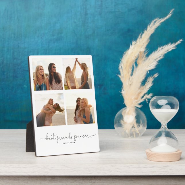 Best Friends Forever Quote 4 Photo Collage Names Plaque (Side)