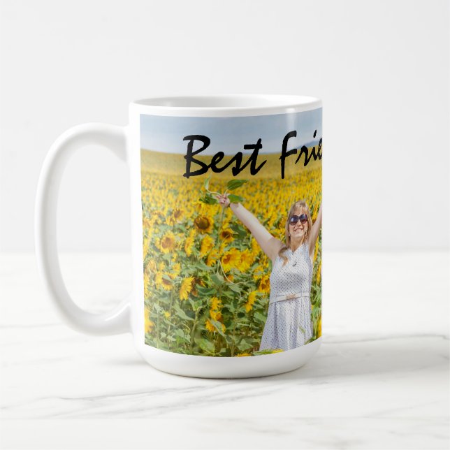 Best Friends Forever Quote Black Script with Photo Coffee Mug (Left)