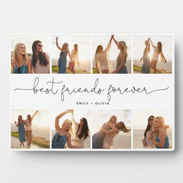 Best Friends Forever Quote Photo Collage Names Plaque (Front)