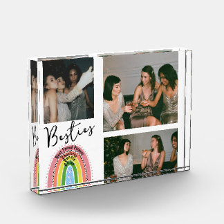 Best Friends Forever Rainbow Name Photo Collage Block