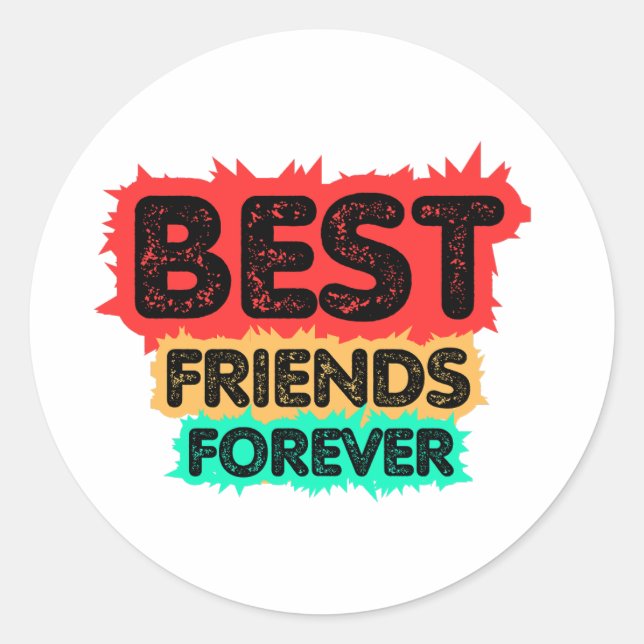 BEST FRIENDS FOREVER RETRO FRIENDS, FRIENDSHIP CLASSIC ROUND STICKER (Front)