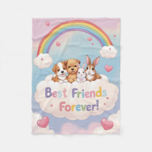 Best Friends Forever with Cute Cats Fleece Blanket