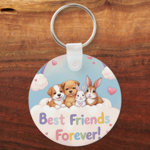 Best Friends Forever with Cute Cats Key Ring